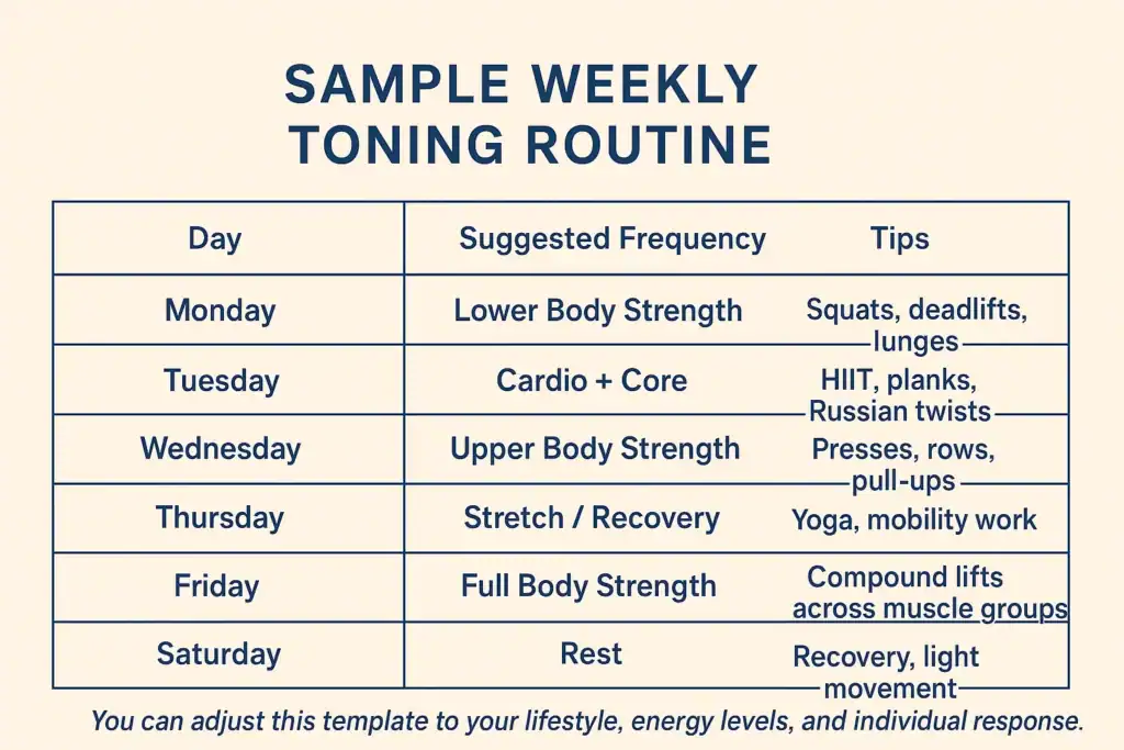 Achieving the Perfect Tone: How Often Should You Exercise for Results? 4 Weekly exercise Redhill plan graphic